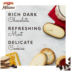 Close-up of Milano Mint cookies showing delicate crisp texture