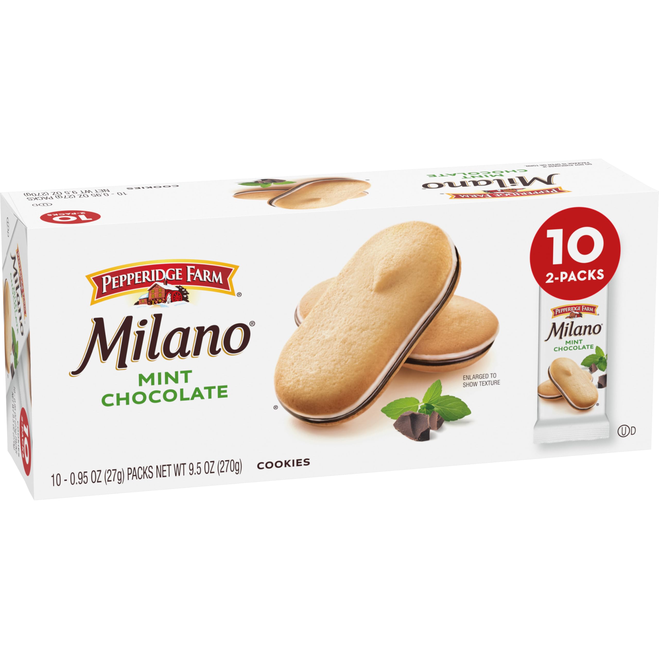 Ten-pack Pepperidge Farm Milano Mint snack boxes for shareable breaks