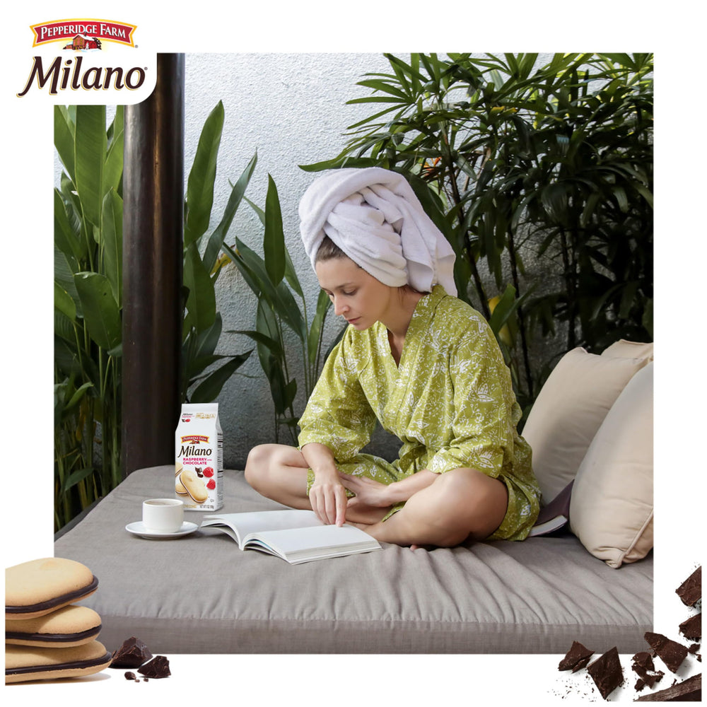 Pepperidge Farm Milano Raspberry Chocolate cookies on a dessert plate for a refined snack