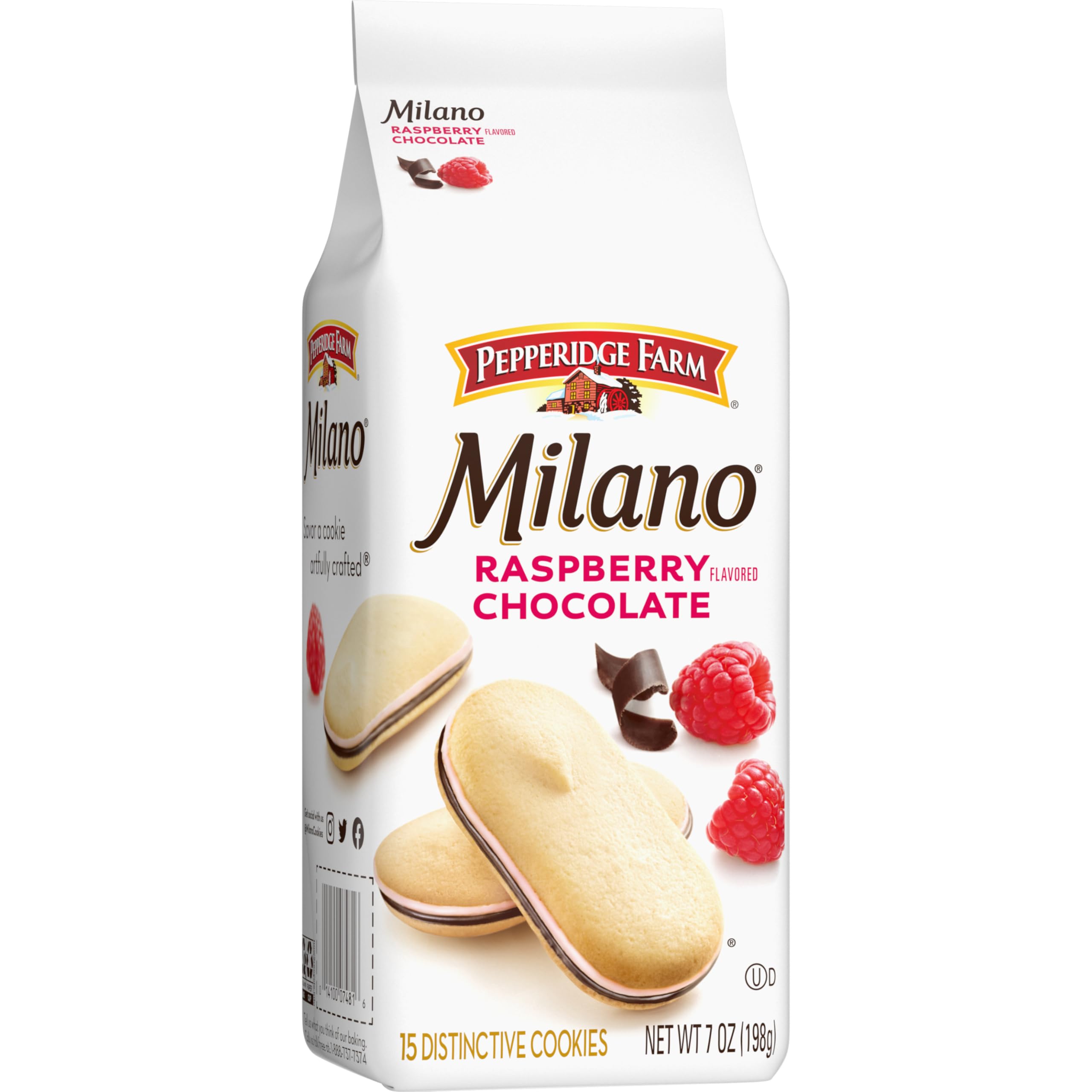 Pepperidge Farm Milano Raspberry Chocolate ingredients label emphasizing quality