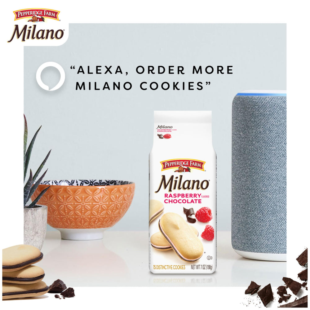Pepperidge Farm Milano Raspberry Chocolate cookies plated for serving