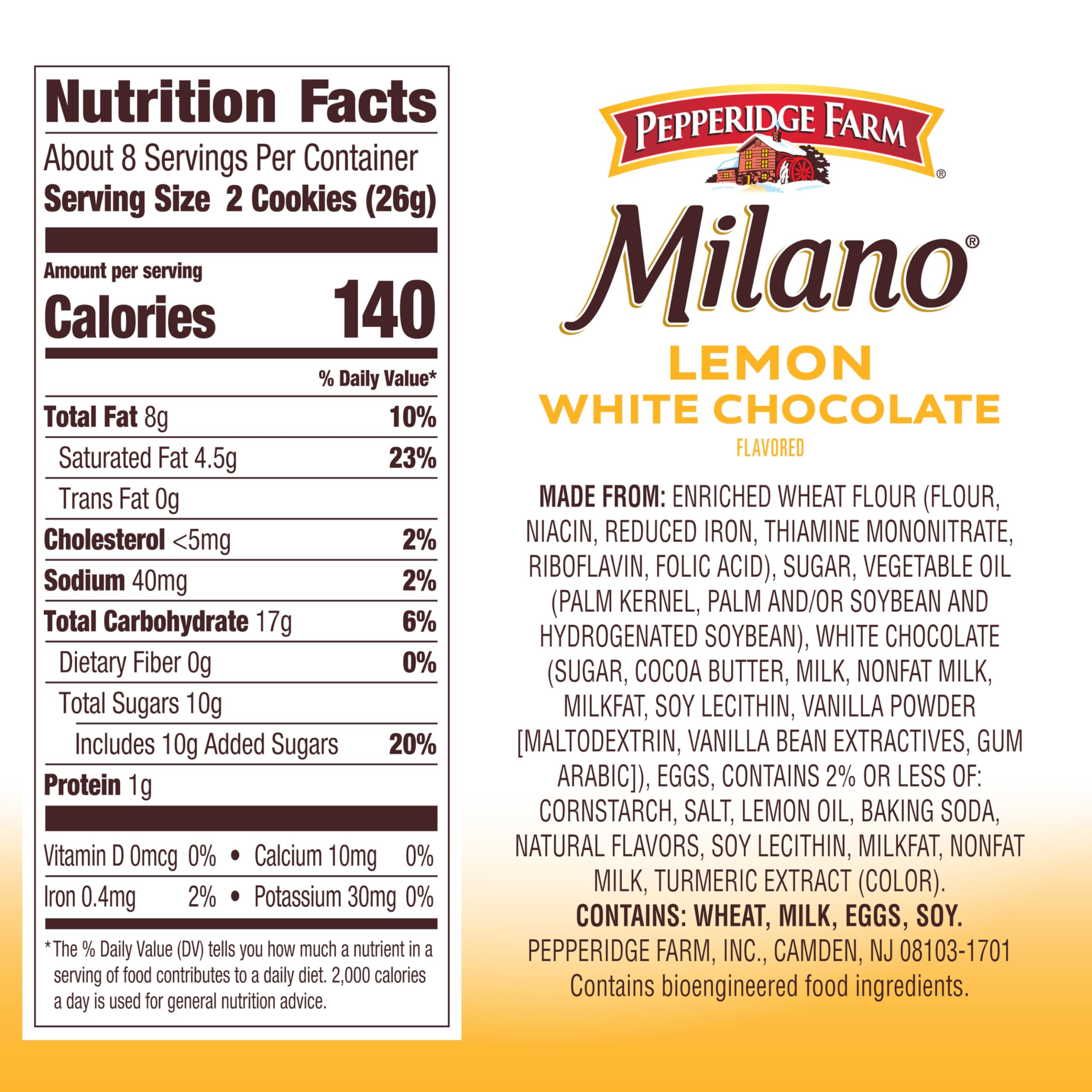 Milano cookies closeup reveals creamy white chocolate center and lemon zest aroma