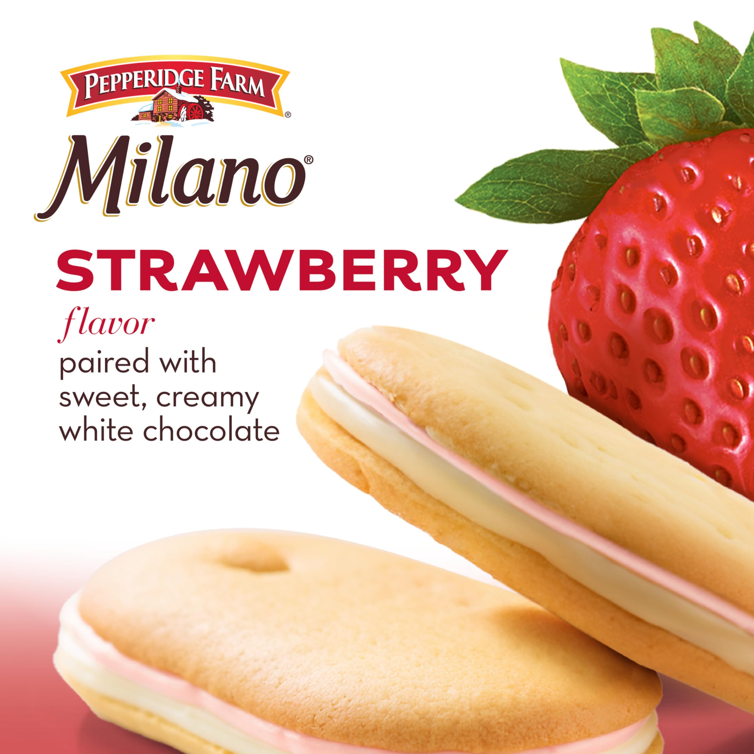 Cross-section of Pepperidge Farm Milano cookies reveals creamy white chocolate filling