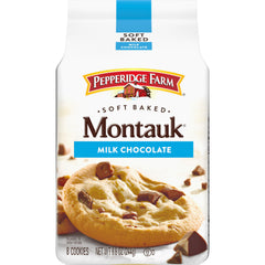 Pepperidge Farm Montauk soft baked cookies bag front, ready for sharing.