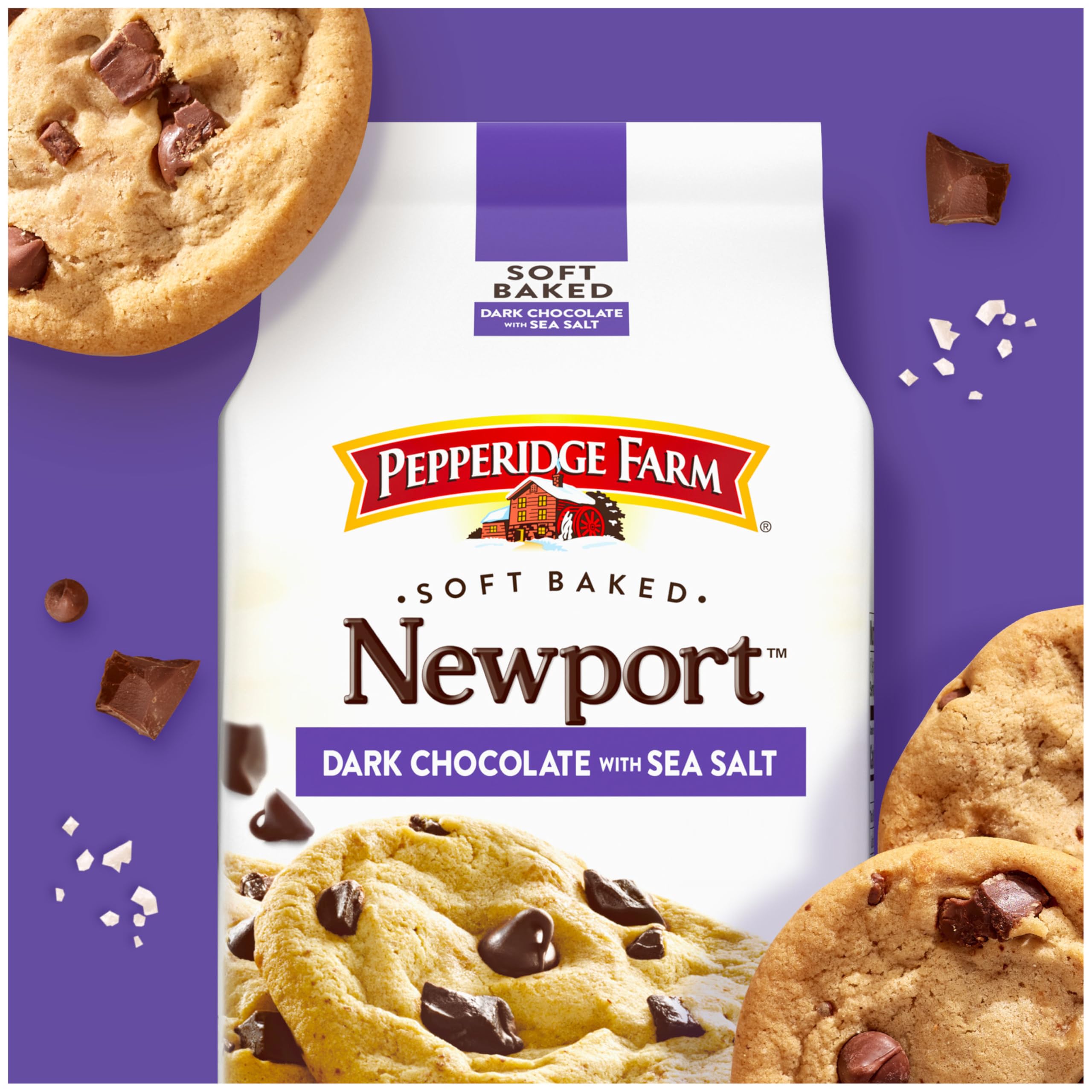 Pepperidge Farm Newport cookies ready for milk dunk, highlighting creamy contrast.