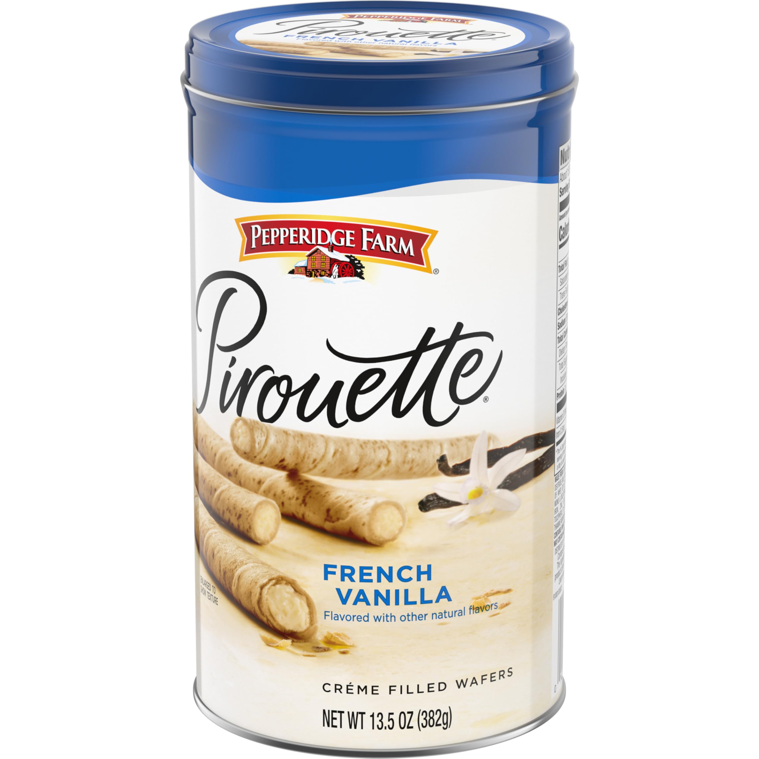 Vanilla creme filling seen through crisp wafer layers.