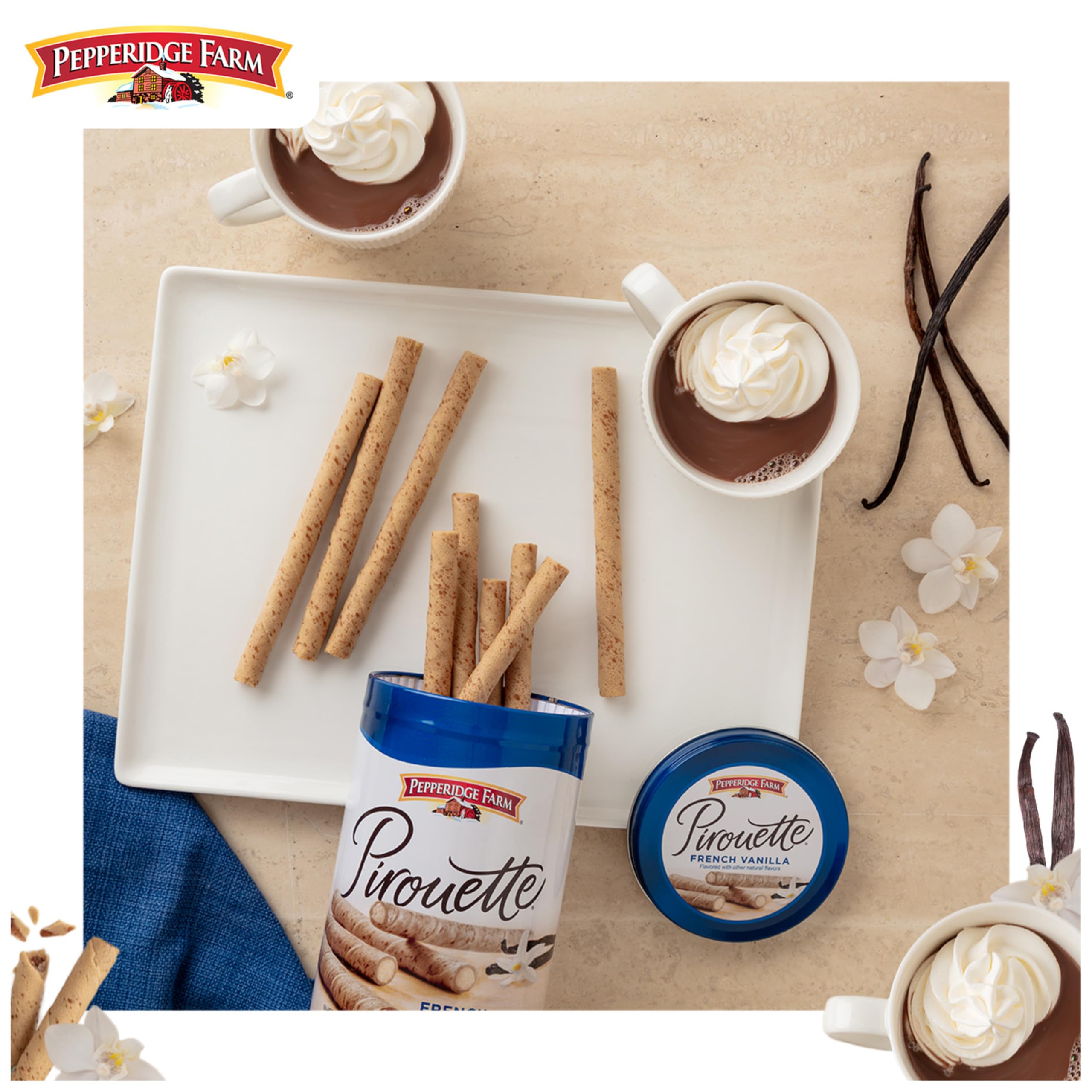 Wafers served with ice cream, Pepperidge Farm Pirouette adds sophisticated flair.