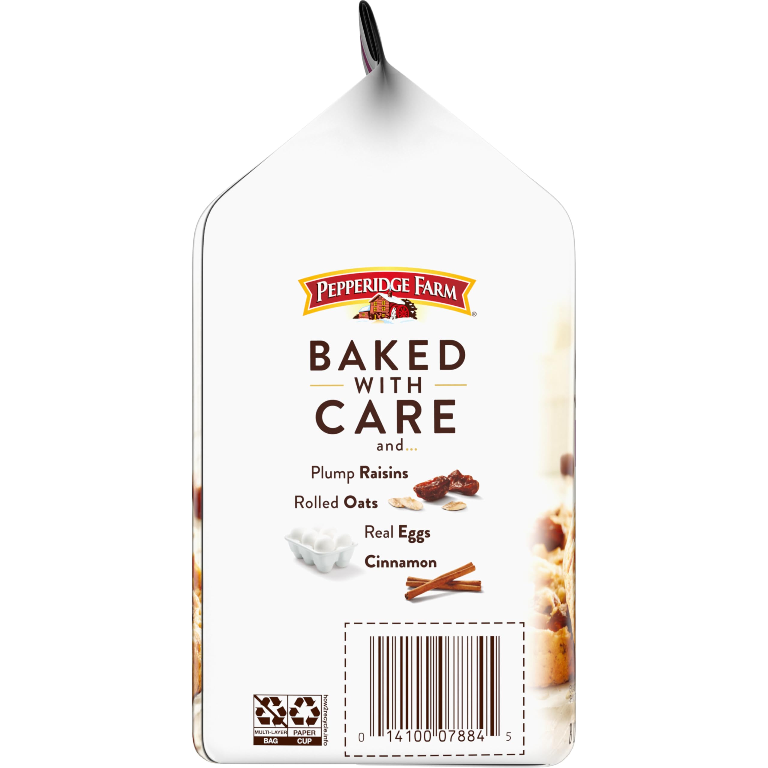 Pepperidge Farm oats and raisins ingredients display showing natural ingredients benefit