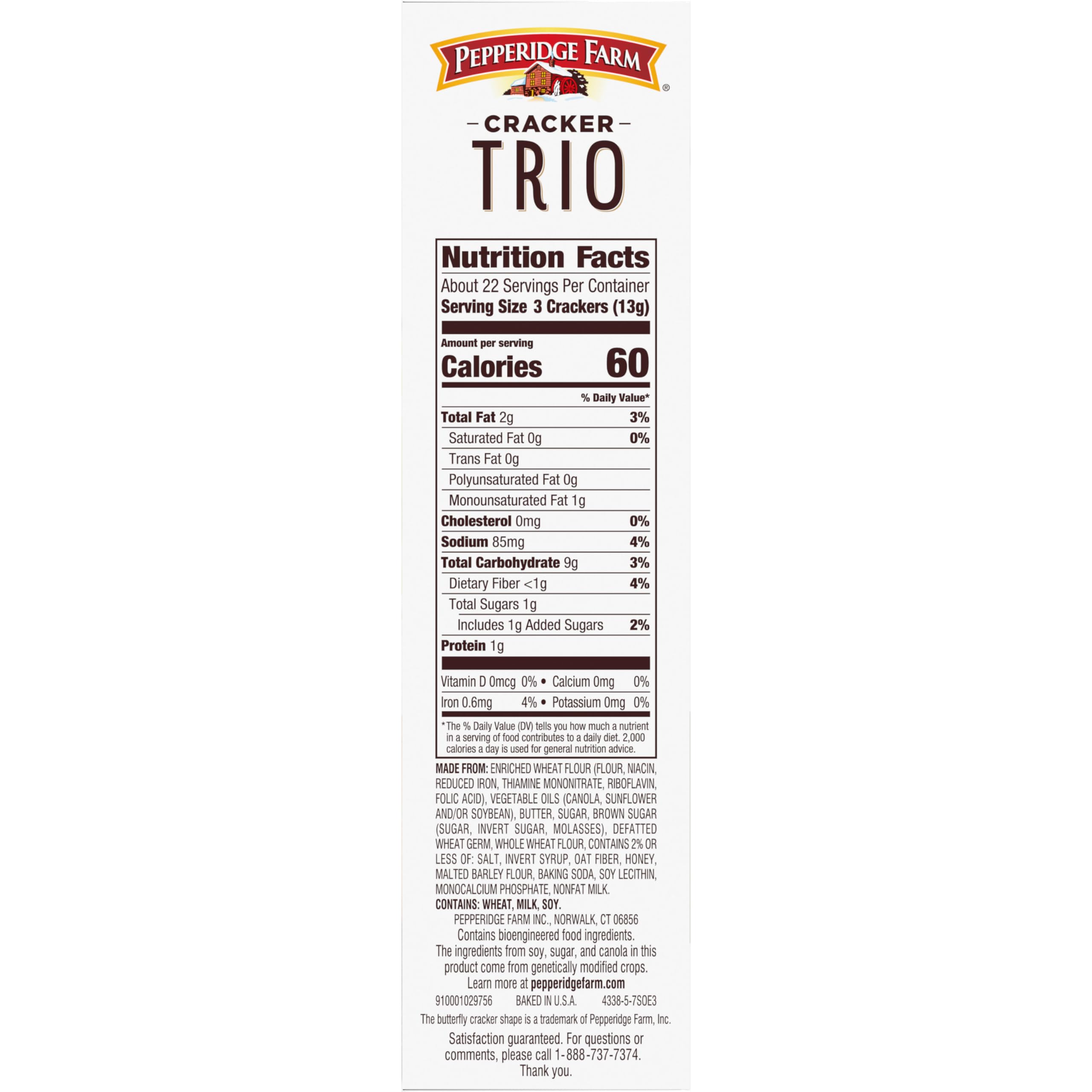 Pepperidge Farm box next to a hand showing 10 oz size for portion and storage planning