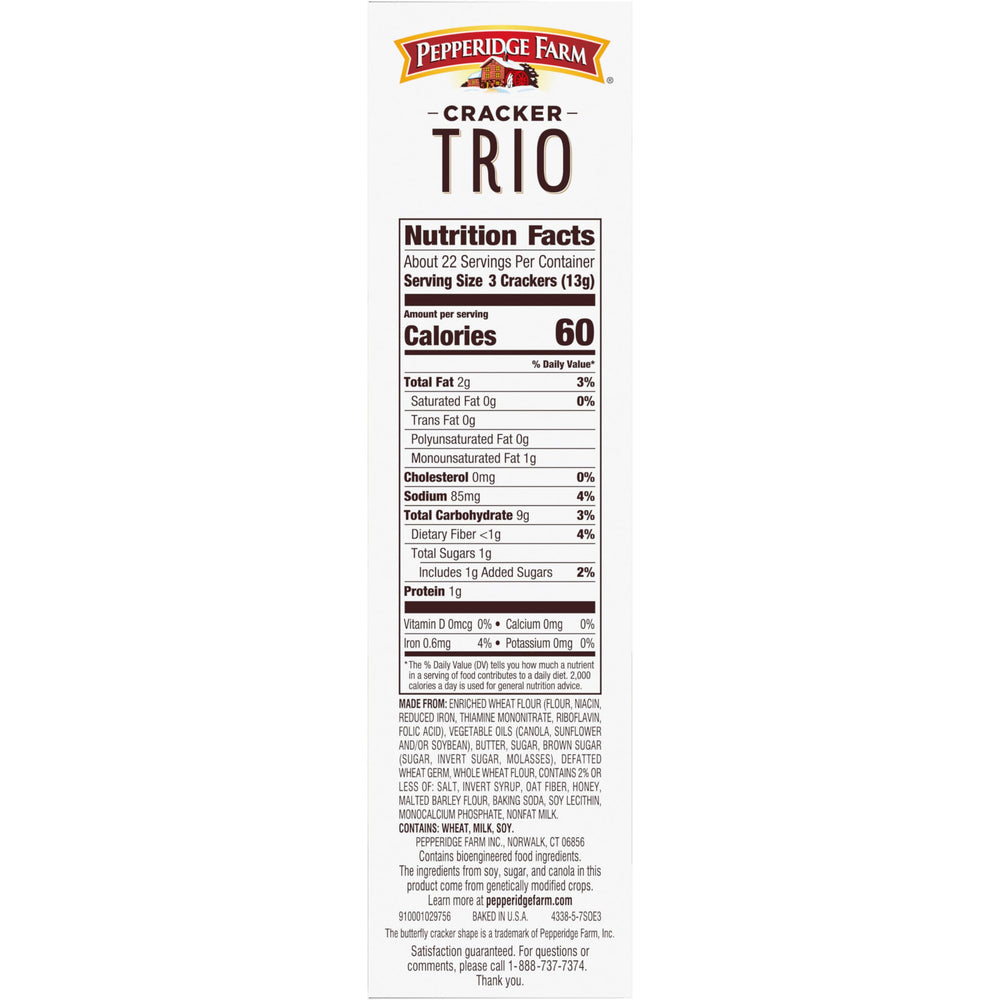 Pepperidge Farm box next to a hand showing 10 oz size for portion and storage planning