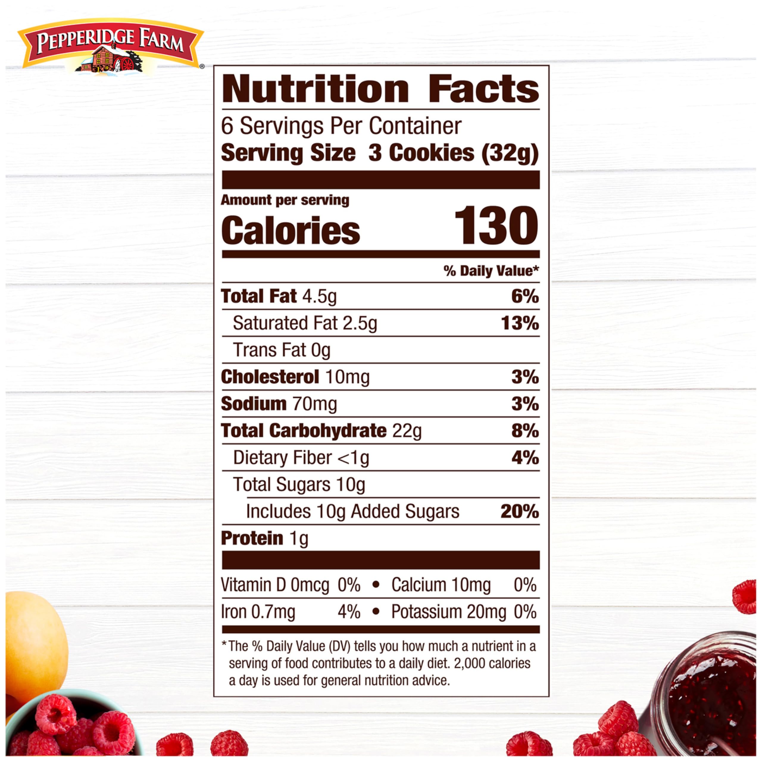 Pepperidge Farm Verona apricot-raspberry thumbprint cookies bag front view