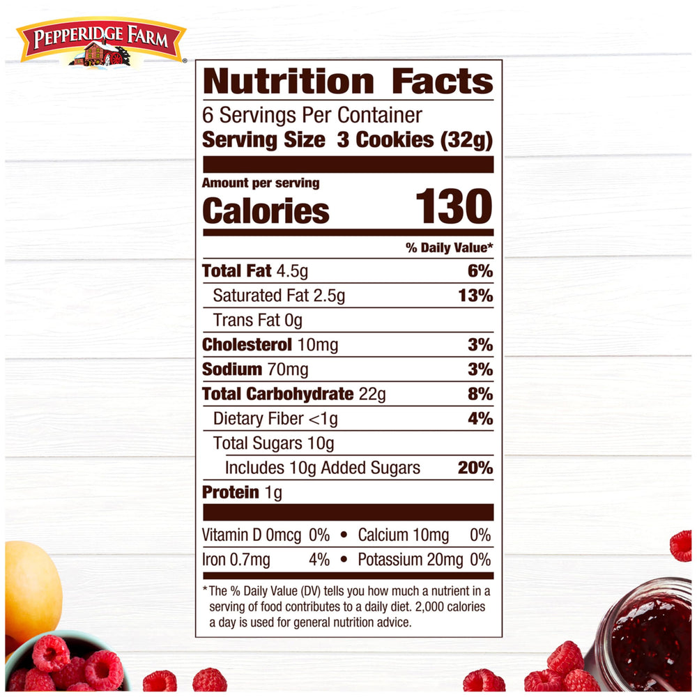 Pepperidge Farm Verona apricot-raspberry thumbprint cookies bag front view