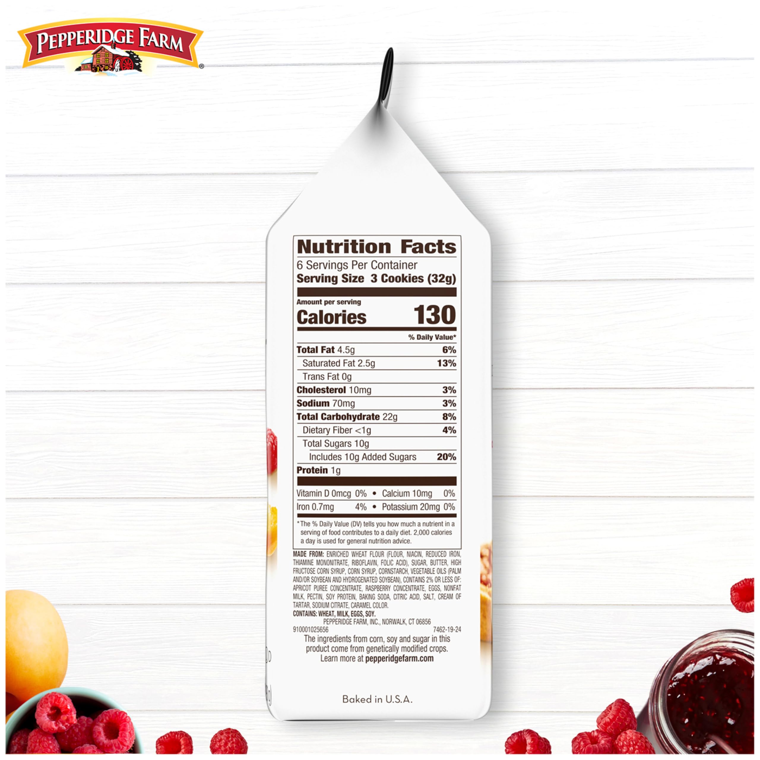 Pepperidge Farm Verona apricot-raspberry thumbprint cookies in gift box
