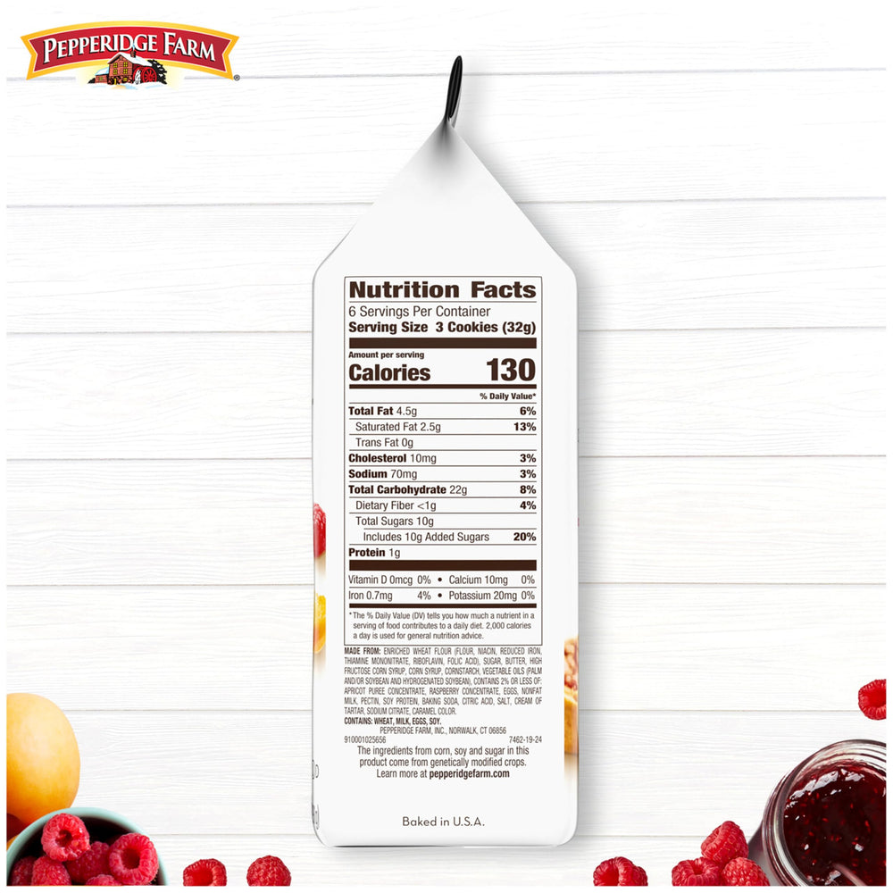 Pepperidge Farm Verona apricot-raspberry thumbprint cookies in gift box
