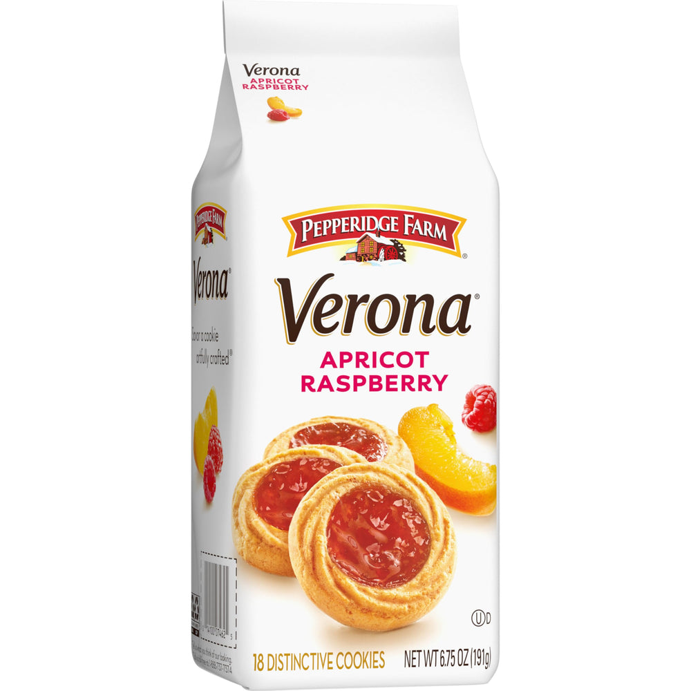 Pepperidge Farm Verona apricot-raspberry thumbprint cookie slice close-up