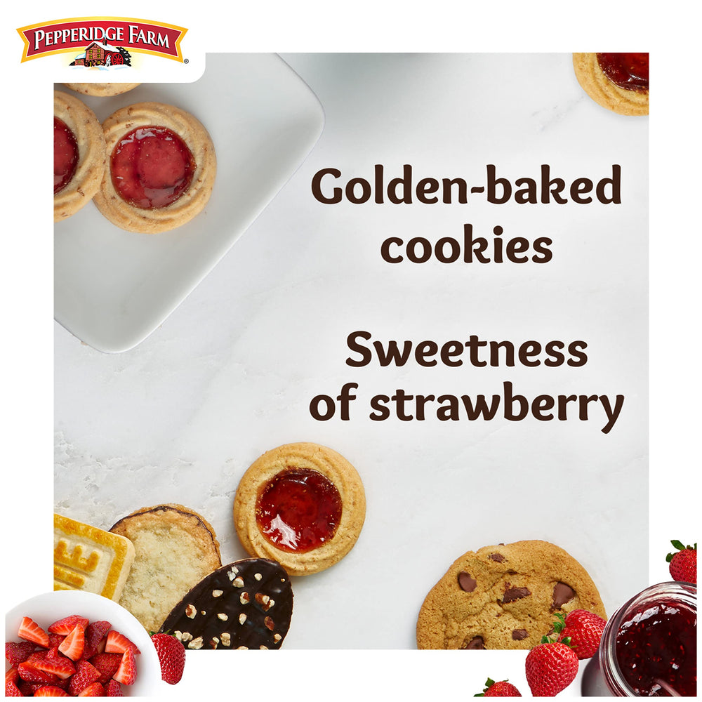Pepperidge Farm Verona Strawberry Thumbprint Cookies crispy shortbread texture close-up