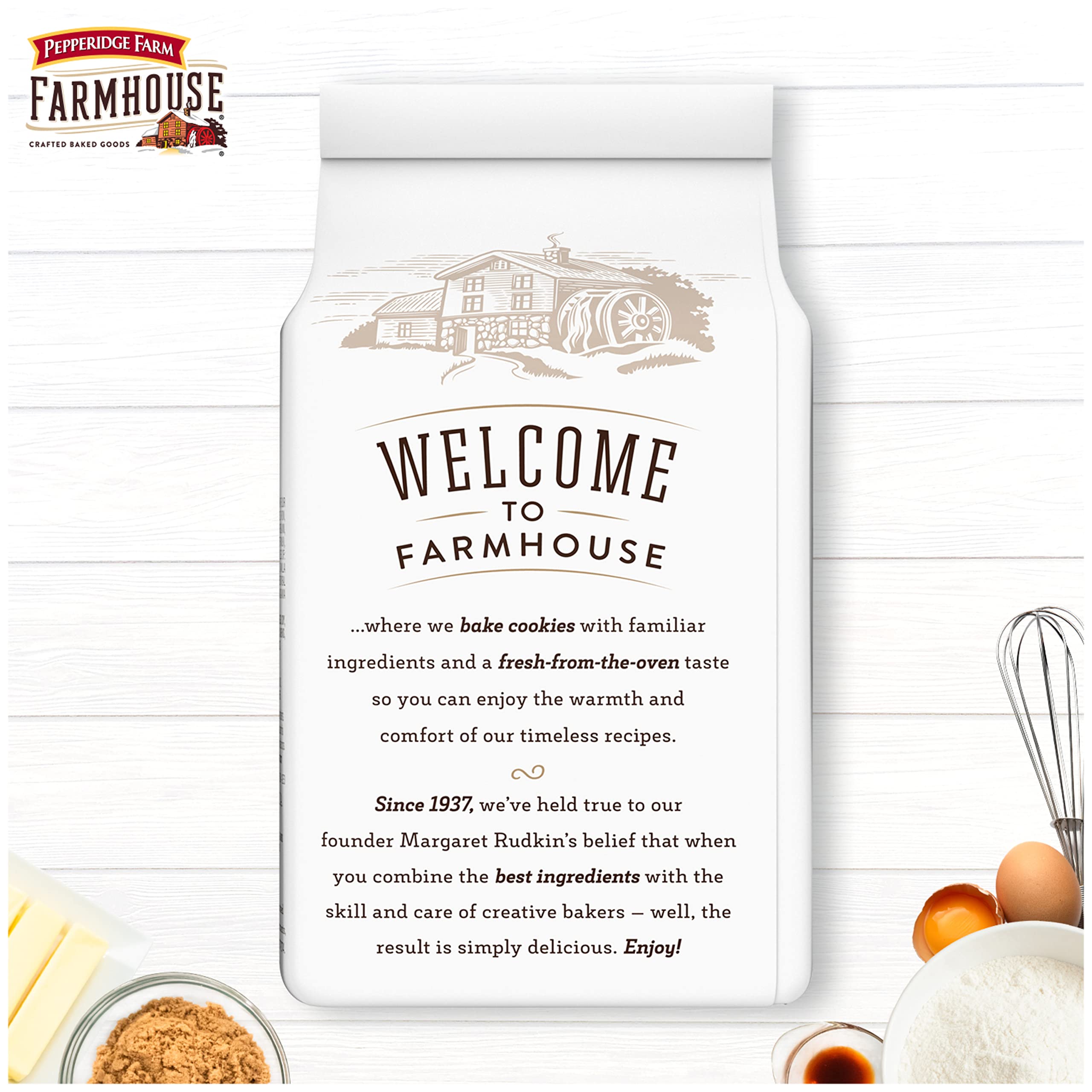 Pepperidge Farmhouse cookies displayed on a table