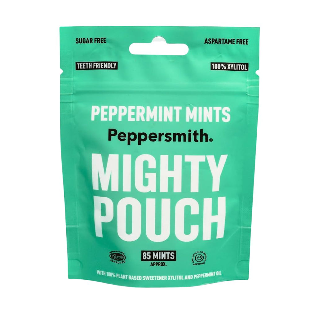 Peppersmith peppermint mints in a box for on-the-go freshness.