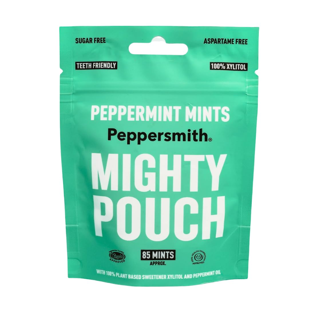 Peppersmith peppermint mints in a box for on-the-go freshness.