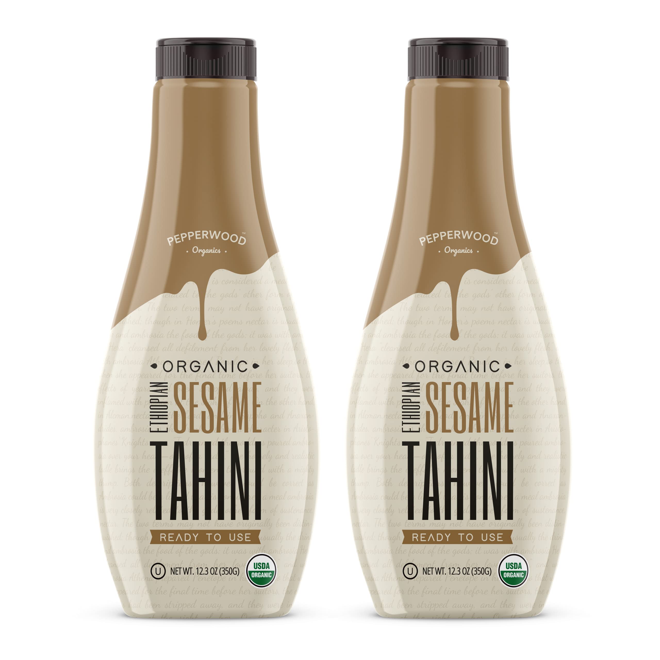 Pepperwood Organics Ethiopian tahini squeeze-bottle for convenient, mess-free hummus prep.
