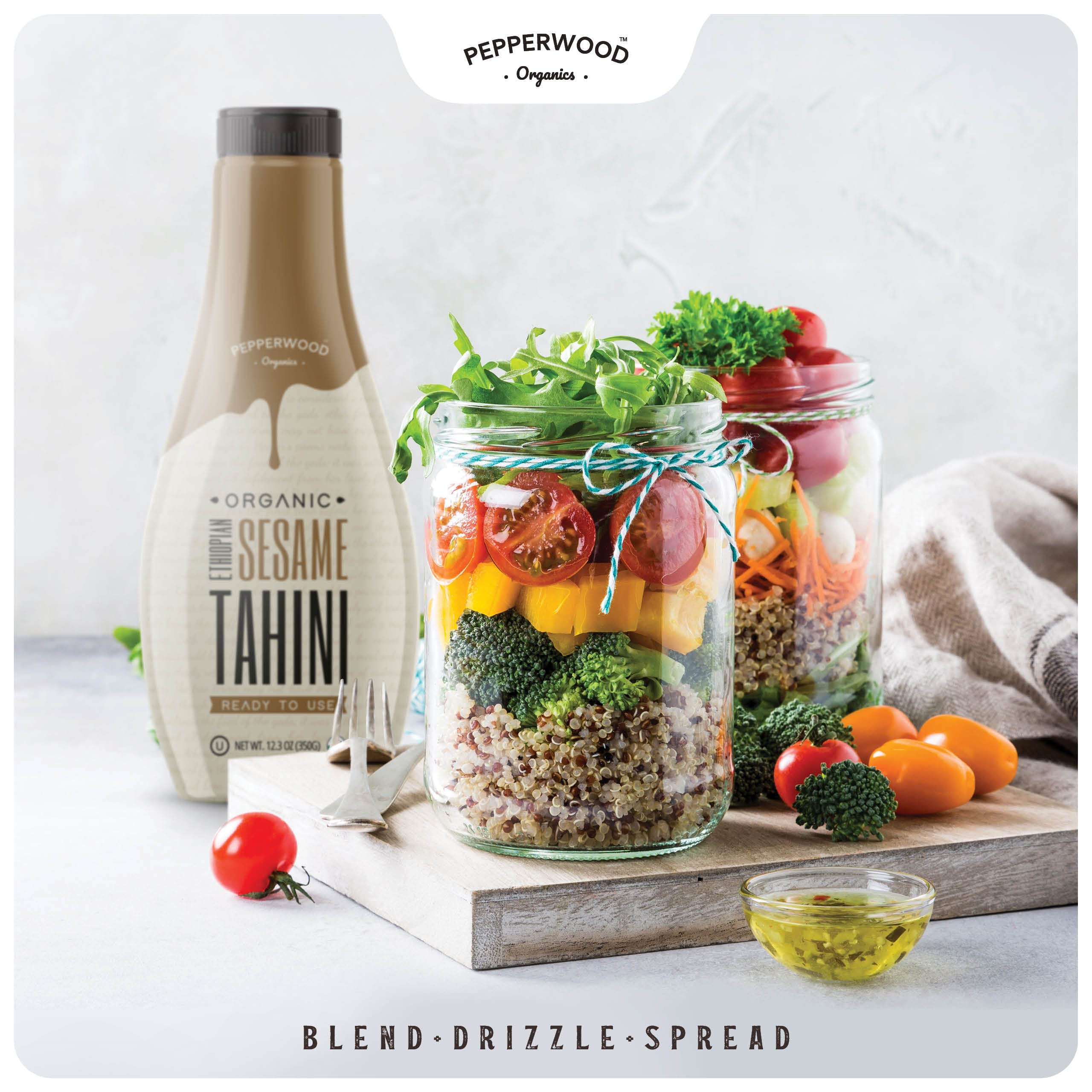 Pepperwood Organics tahini dip bowl ready for flavorful dips and snacks.