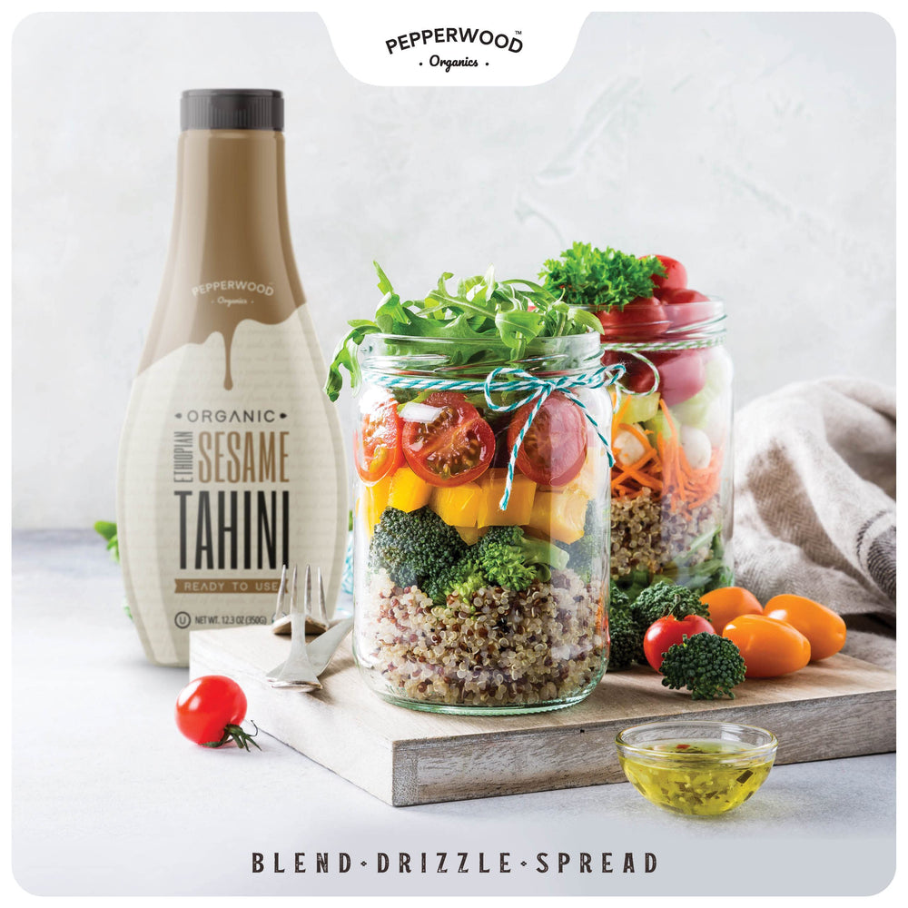 Pepperwood Organics tahini dip bowl ready for flavorful dips and snacks.