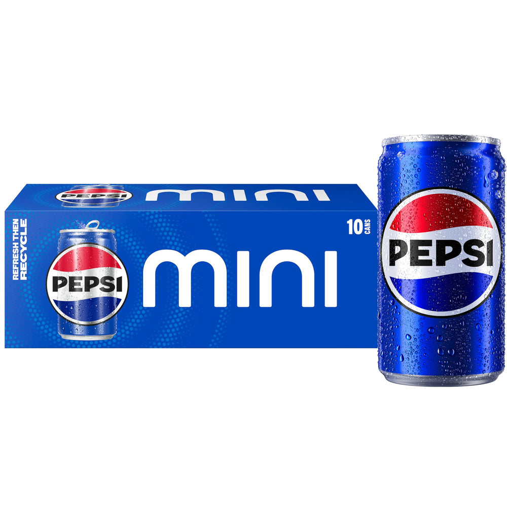 Pepsi mini can pack 10-count for easy party sharing.