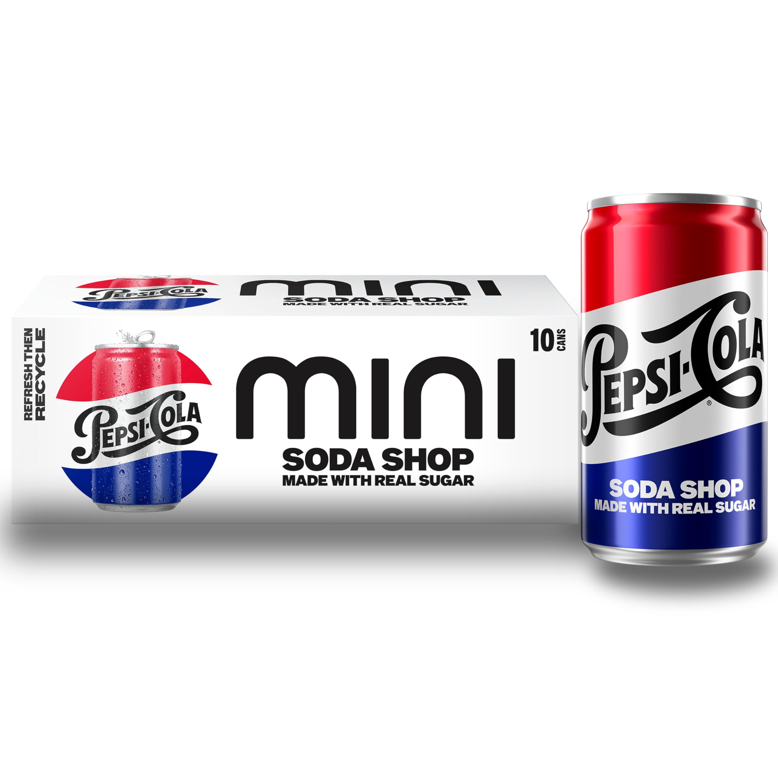Pepsi Real Sugar mini cans in varied packaging, ready for events.