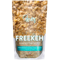 Pereg Freekeh cracked wheat packaging preserves freshness in a resealable pouch.