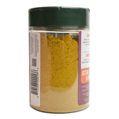 Pereg Hawaij spice blend label close-up highlighting natural ingredients and low-sodium seasoning.