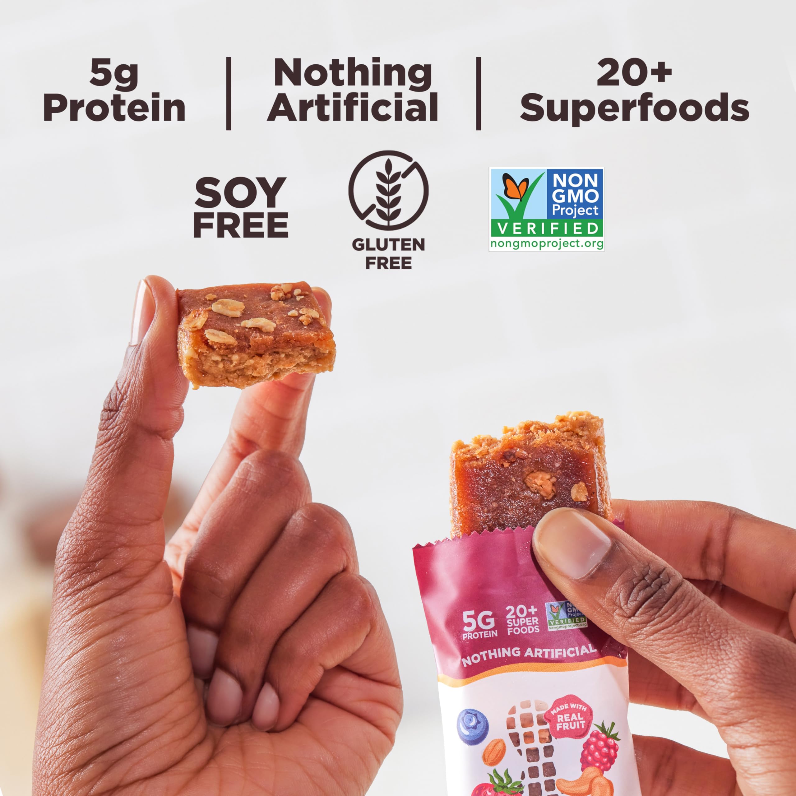 Perfect Bar Mini features 100% real fruit spread layer for natural sweetness