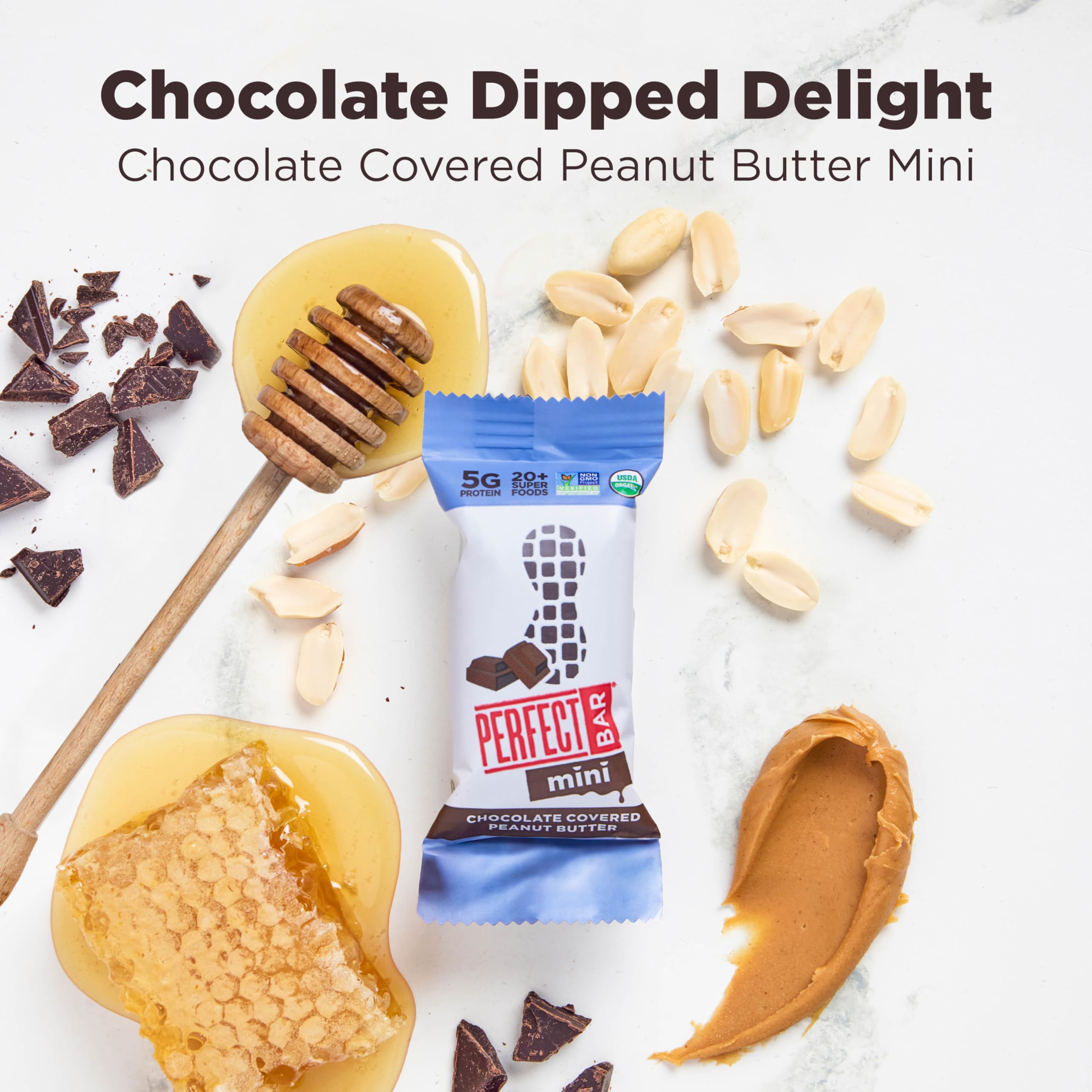 18-count box of Perfect Bar Minis presented for bulk snack options.