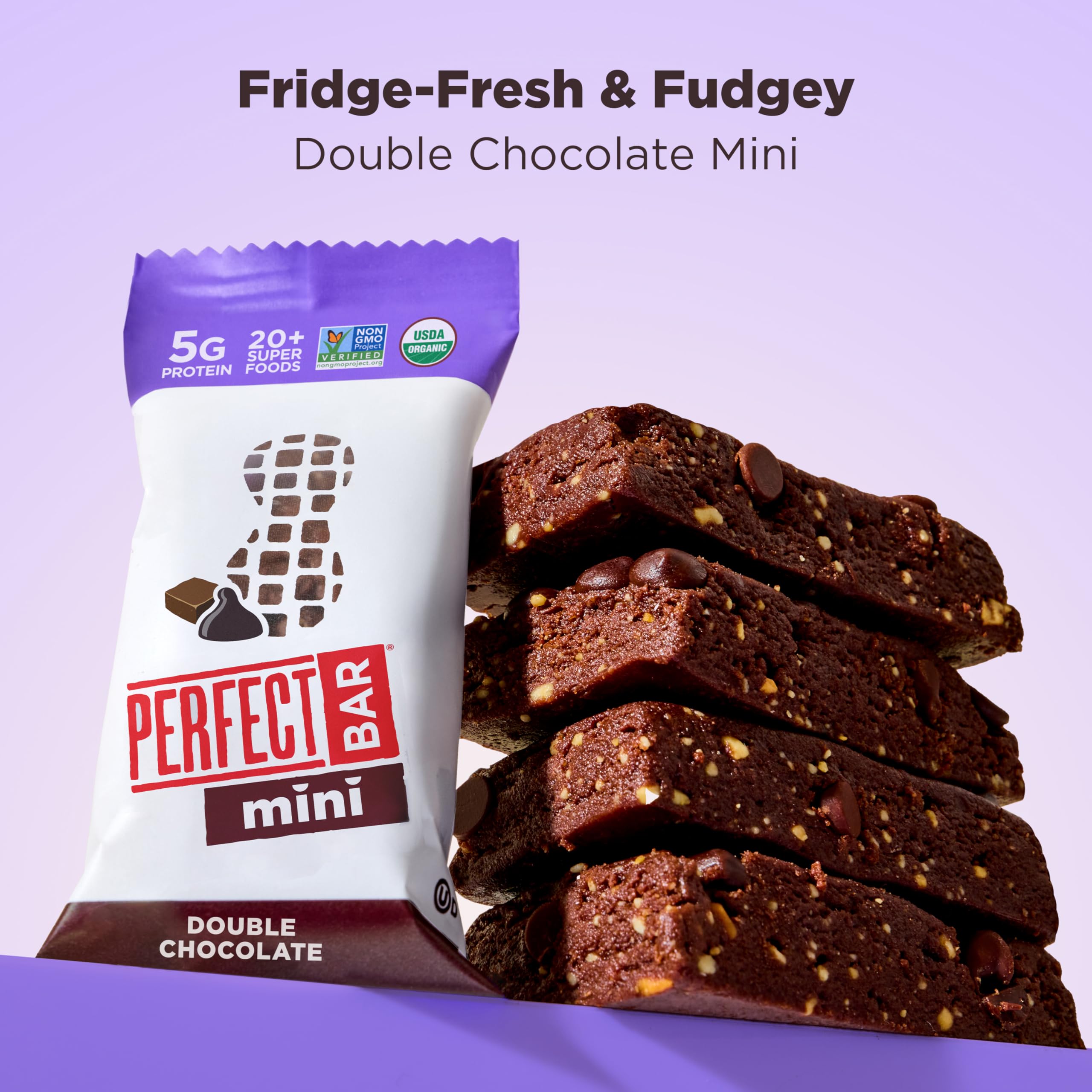 Close-up of Perfect Bar Mini Cookie Dough Texture showing chewy bite