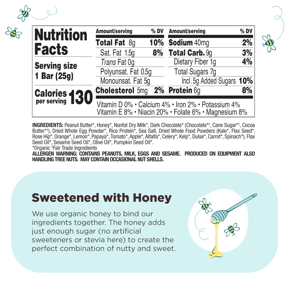 Perfect Bar Mini with peanuts and honey drizzle, gluten-free and soy-free.