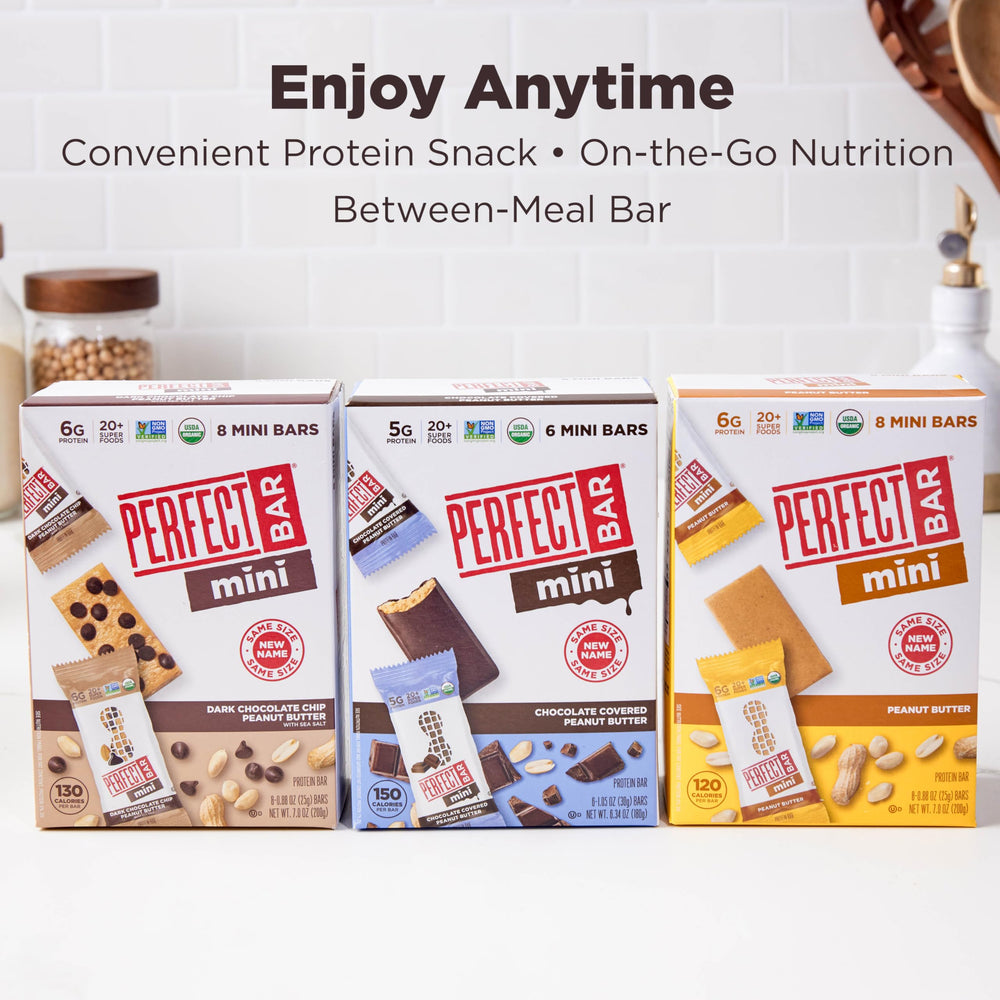 Perfect Bar Mini Gluten-Free, Non-GMO, Soy-Free snack option.