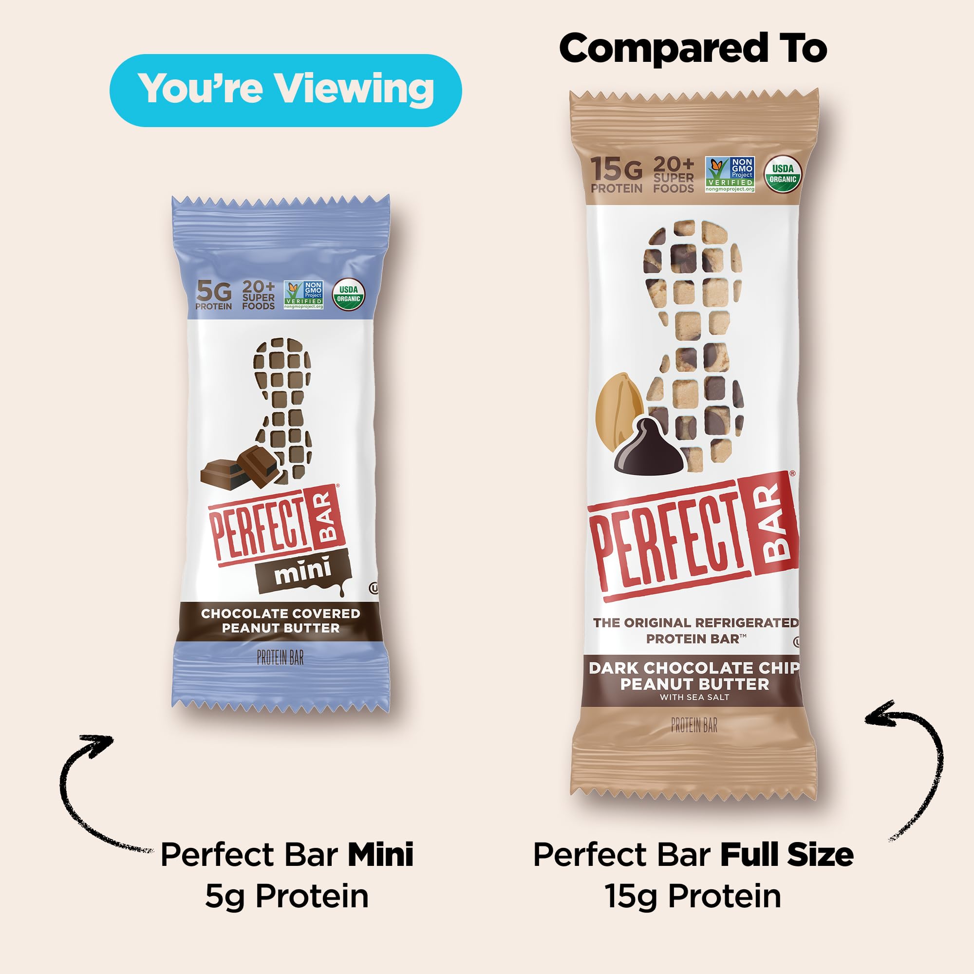 On-the-go Perfect Bar Mini snack ideal for travel or errands.