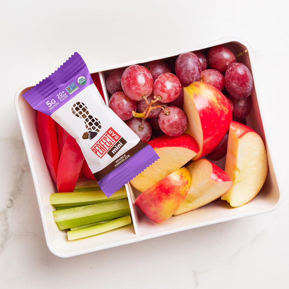 Organic Honey label on Perfect Bar Mini packaging emphasizes clean ingredients