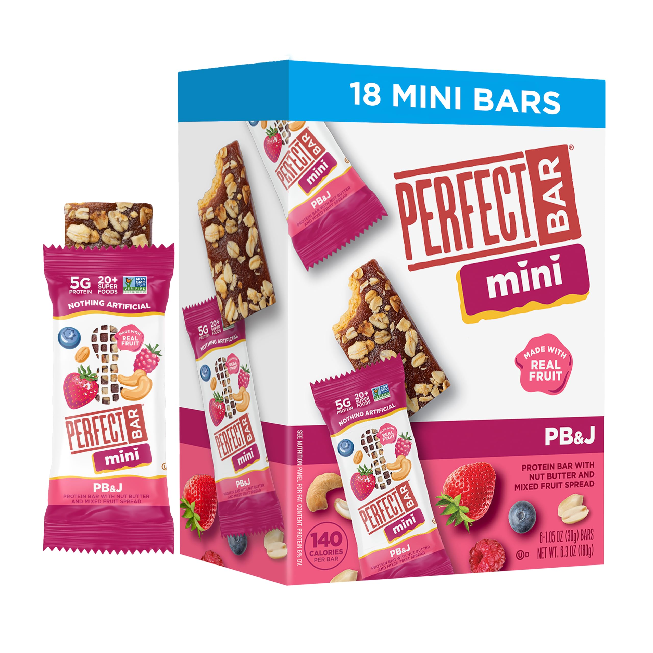 Perfect Bar Mini PB&J showing cashew butter and real fruit spread for a protein snack