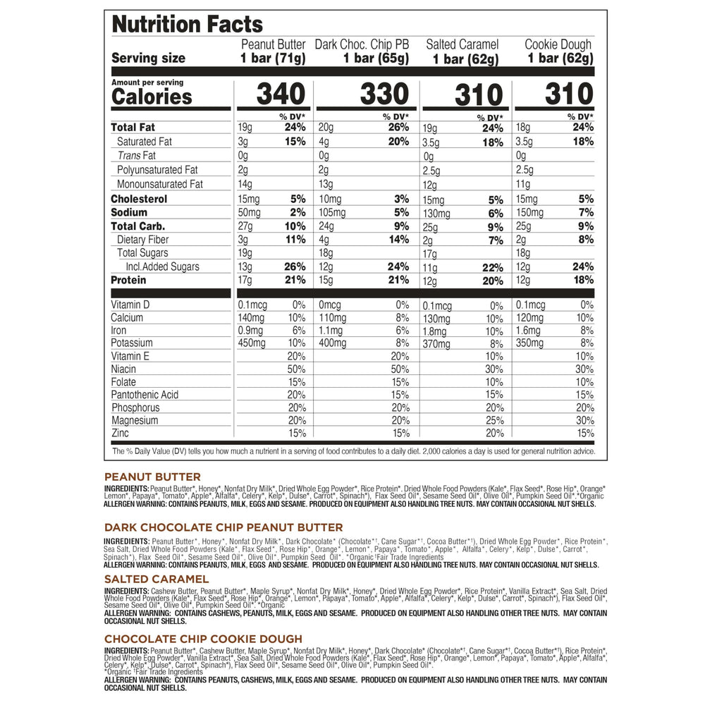 Perfect Bar protein bars close-up with nut butter and dark chocolate chips
