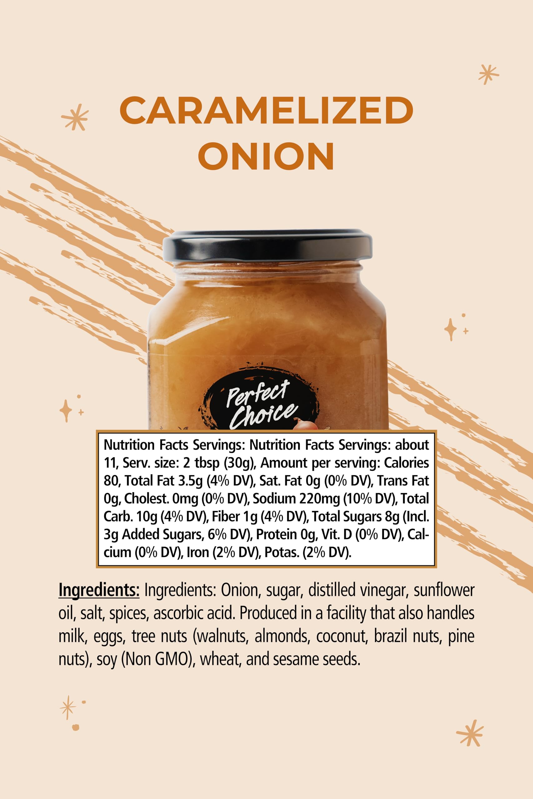 Perfect Choice Caramelized Onion spread close-up, enhances sandwiches with sweet-savory balance.