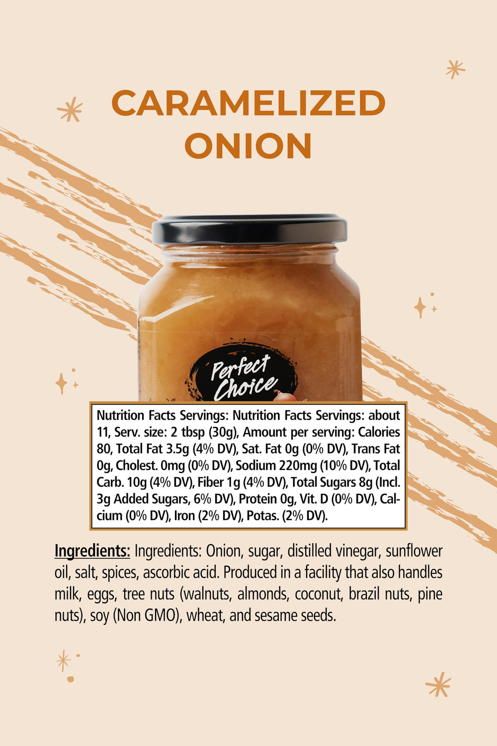 Perfect Choice Caramelized Onion spread close-up, enhances sandwiches with sweet-savory balance.
