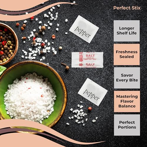 Perfect Stix 10-gram pepper packets ideal for controlled seasoning at cafes.