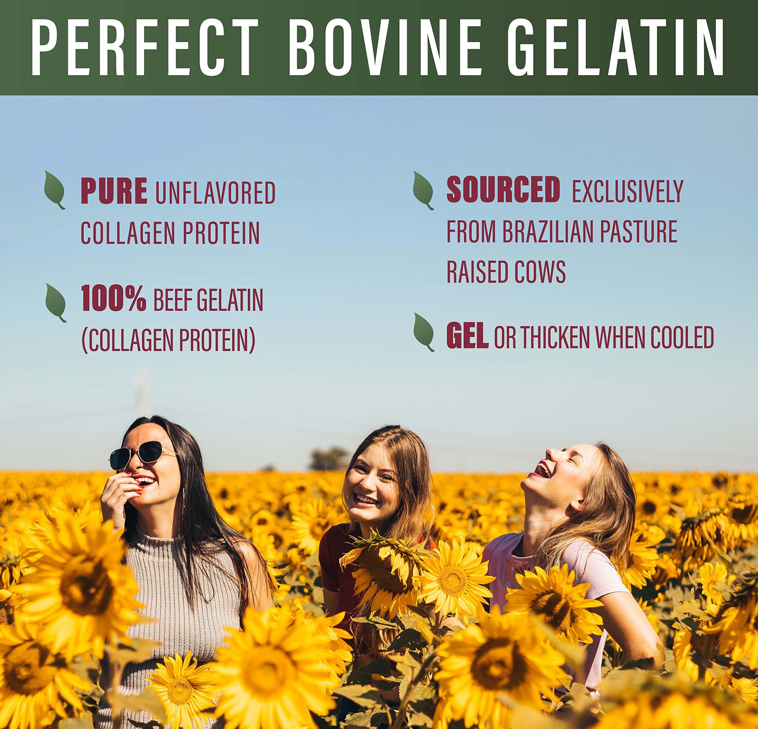 Perfect Supplements Perfect Bovine Gelatin gluten-free label indicates suitability for gluten-free diets.