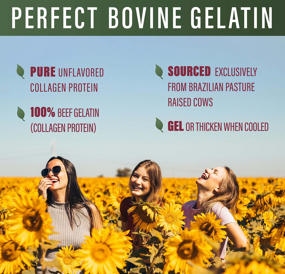 Perfect Supplements Perfect Bovine Gelatin gluten-free label indicates suitability for gluten-free diets.