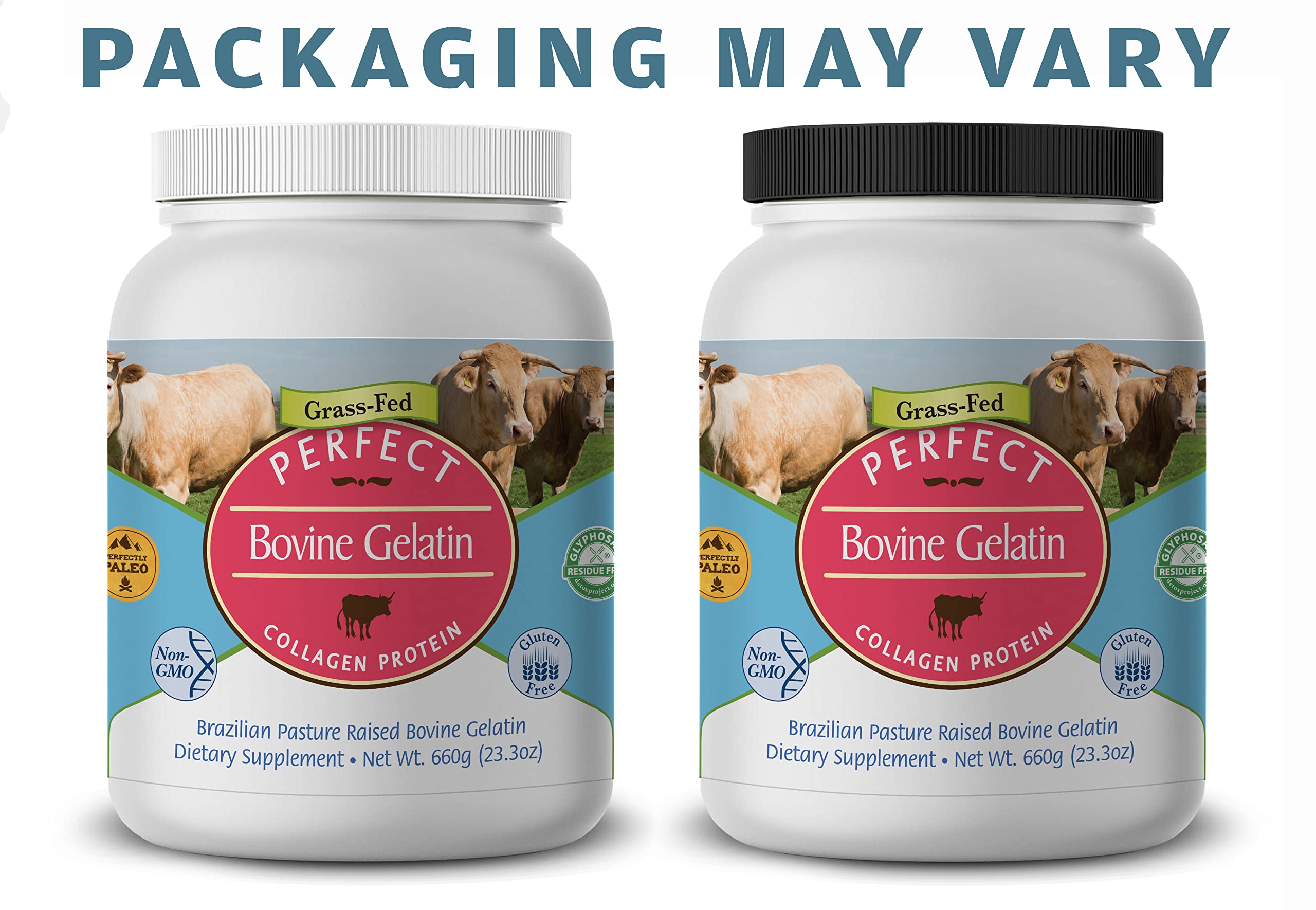 Perfect Supplements Perfect Bovine Gelatin powder closeup ideal for gelatin desserts and protein-rich meals.