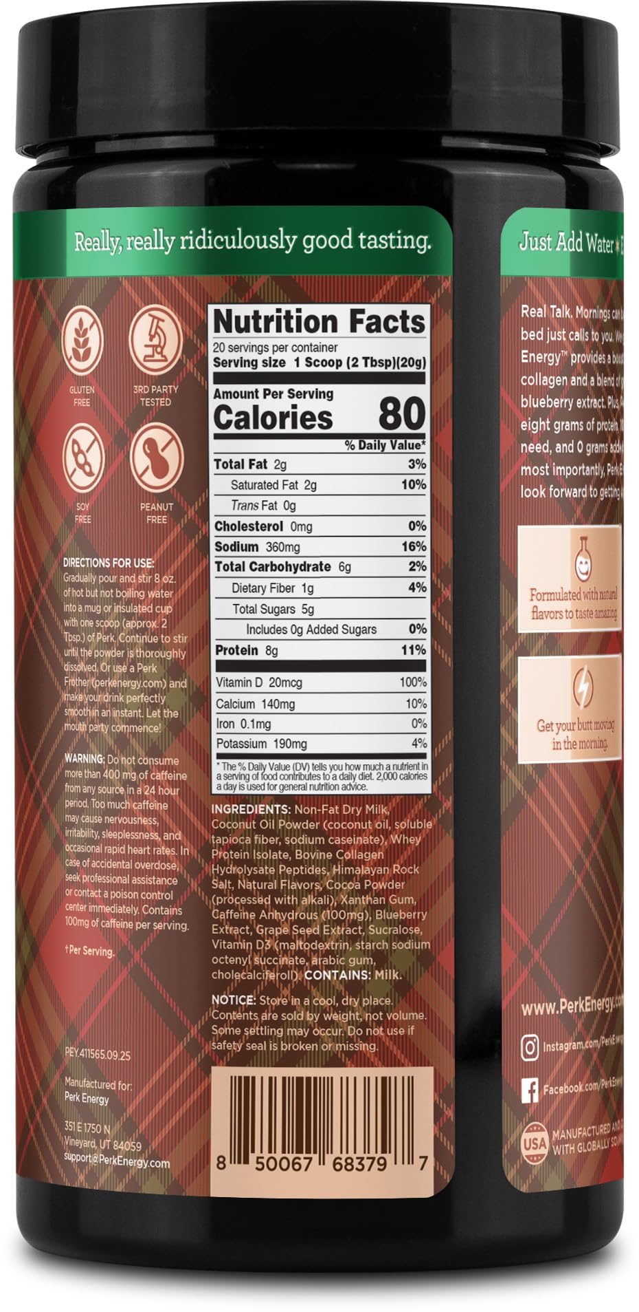 Perk Holiday Edition packaging signals seasonal flavor and energy