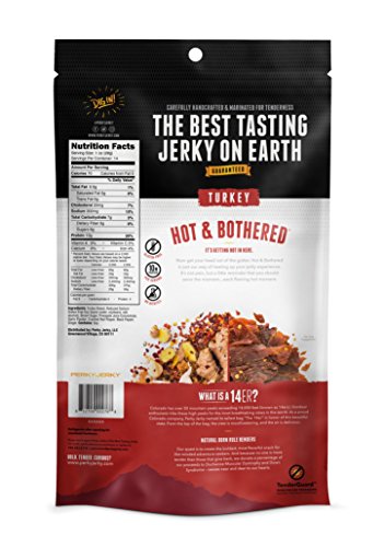 Perky Jerky Hot & Bothered package front, bold branding for on-shelf appeal.