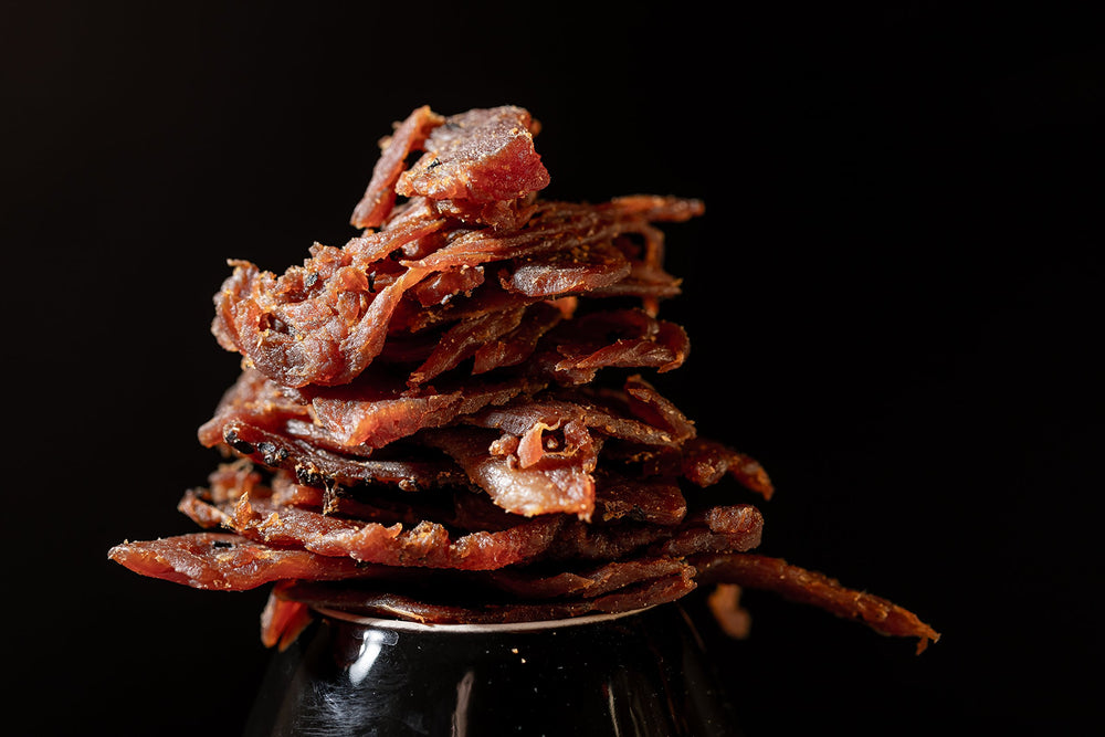 Perky Jerky low-sodium label highlights a savory option with balanced sodium content.