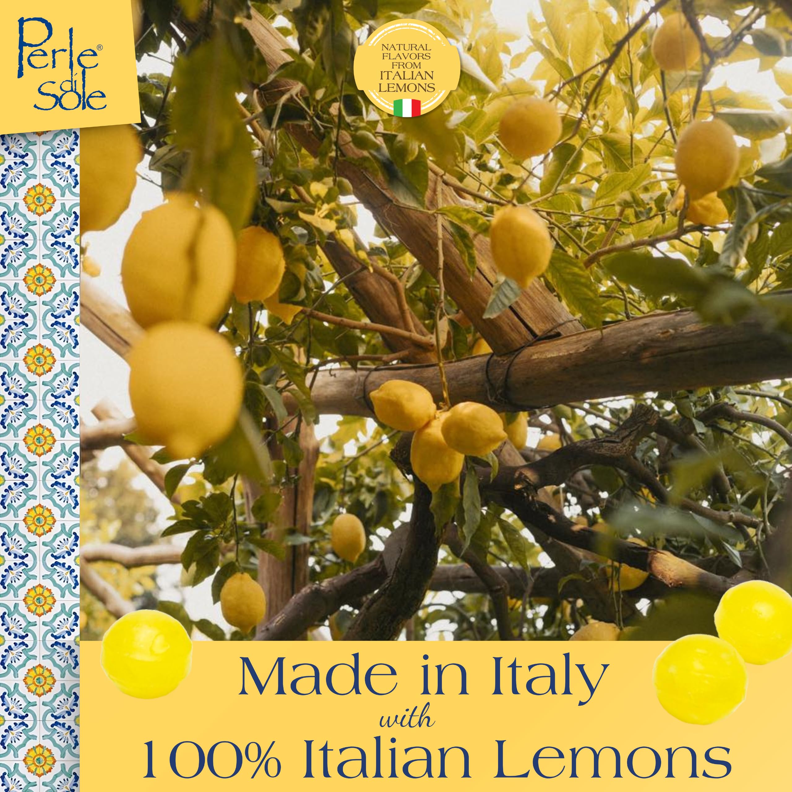 Perle di Sole assorted citrus candies, individually wrapped for convenient sharing at events.