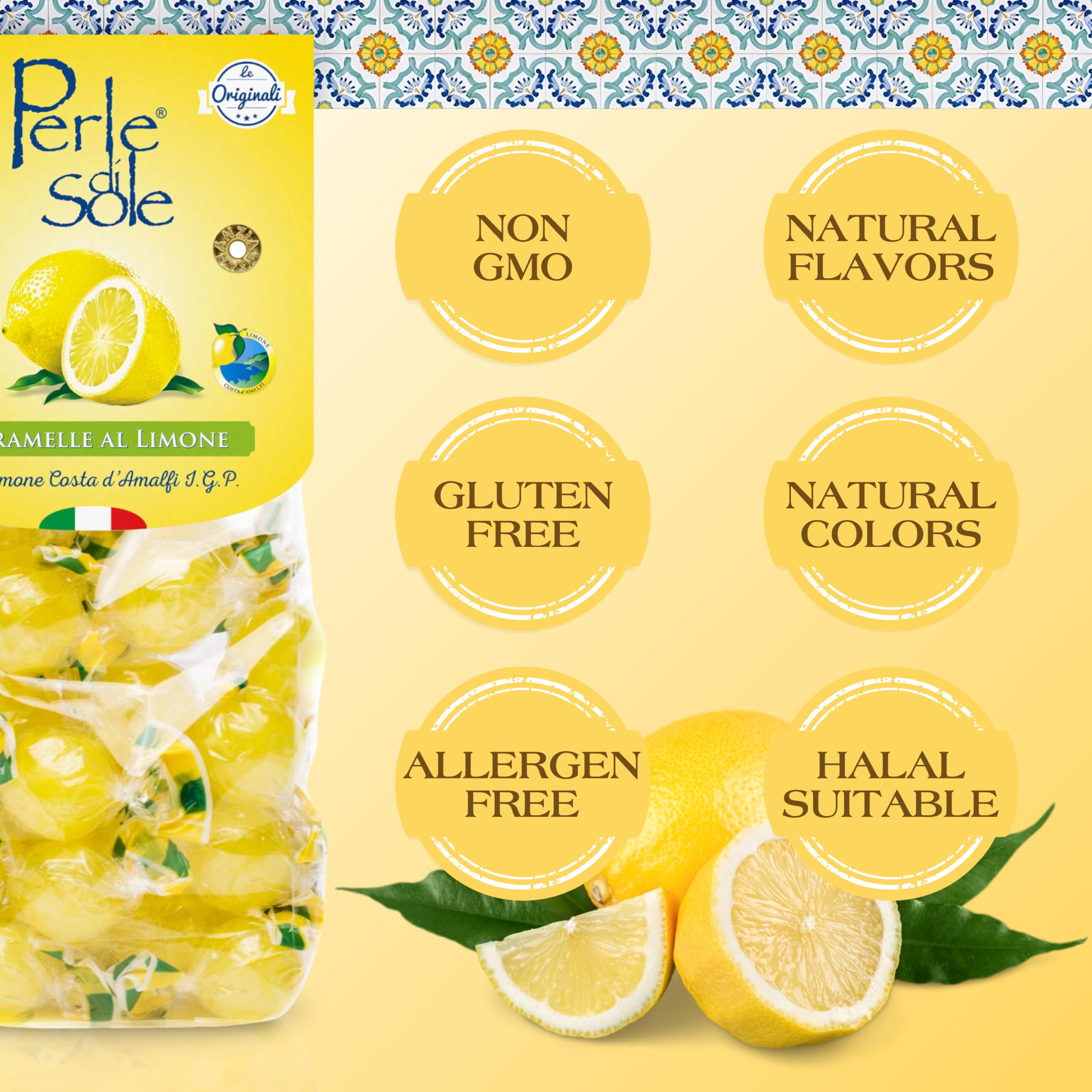 Perle di Sole Lemon Drops individually wrapped candies for on the go
